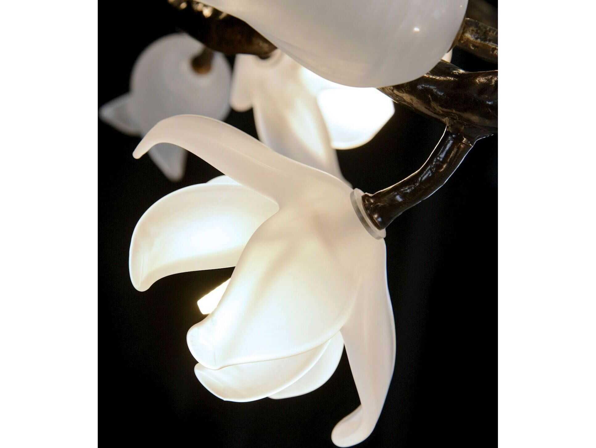 John Richard Mark McDowell Churippu Magnolia & Tulip 7-Light Bronze Glass LED Chandelier