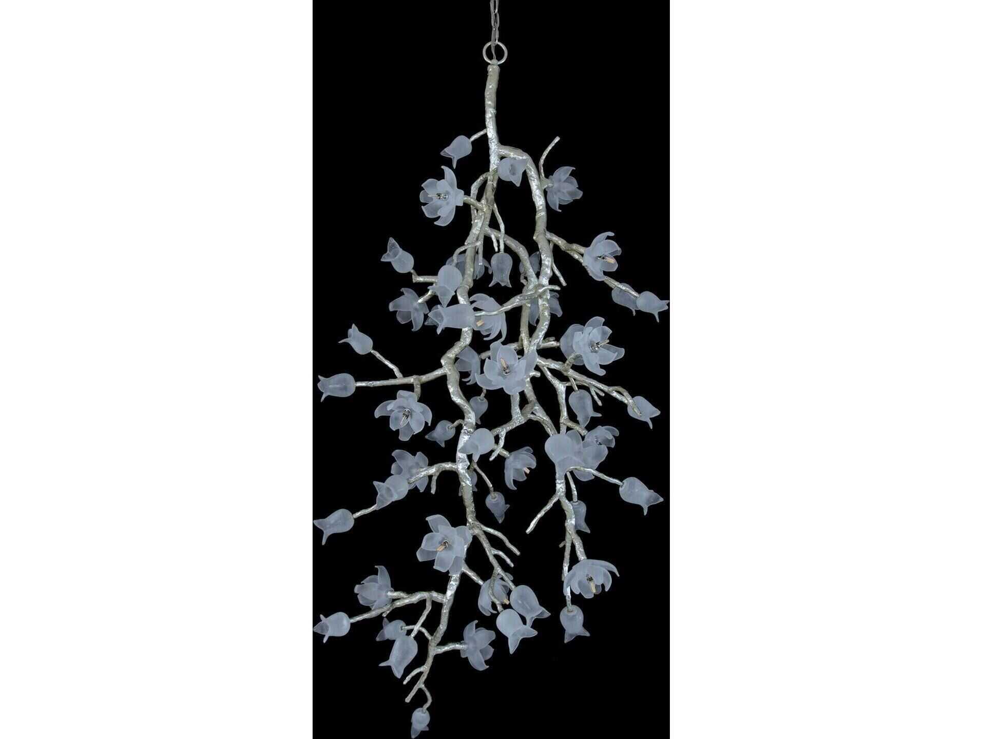 John Richard Mark McDowell Churippu Magnolia & Tulip 21-Light Silver Leaf Glass LED Chandelier