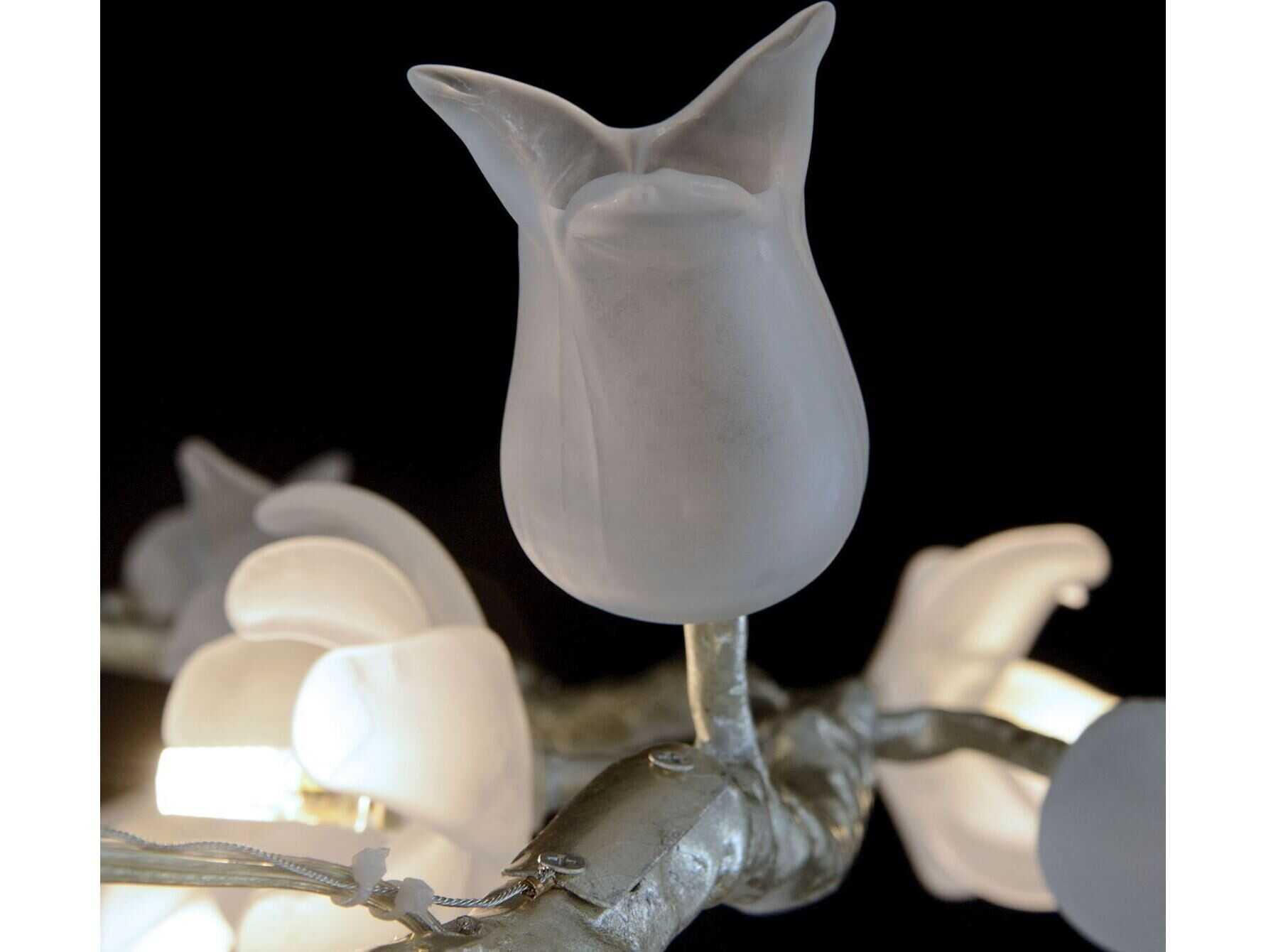 John Richard Mark McDowell Churippu Magnolia & Tulip 21-Light Silver Leaf Glass LED Chandelier