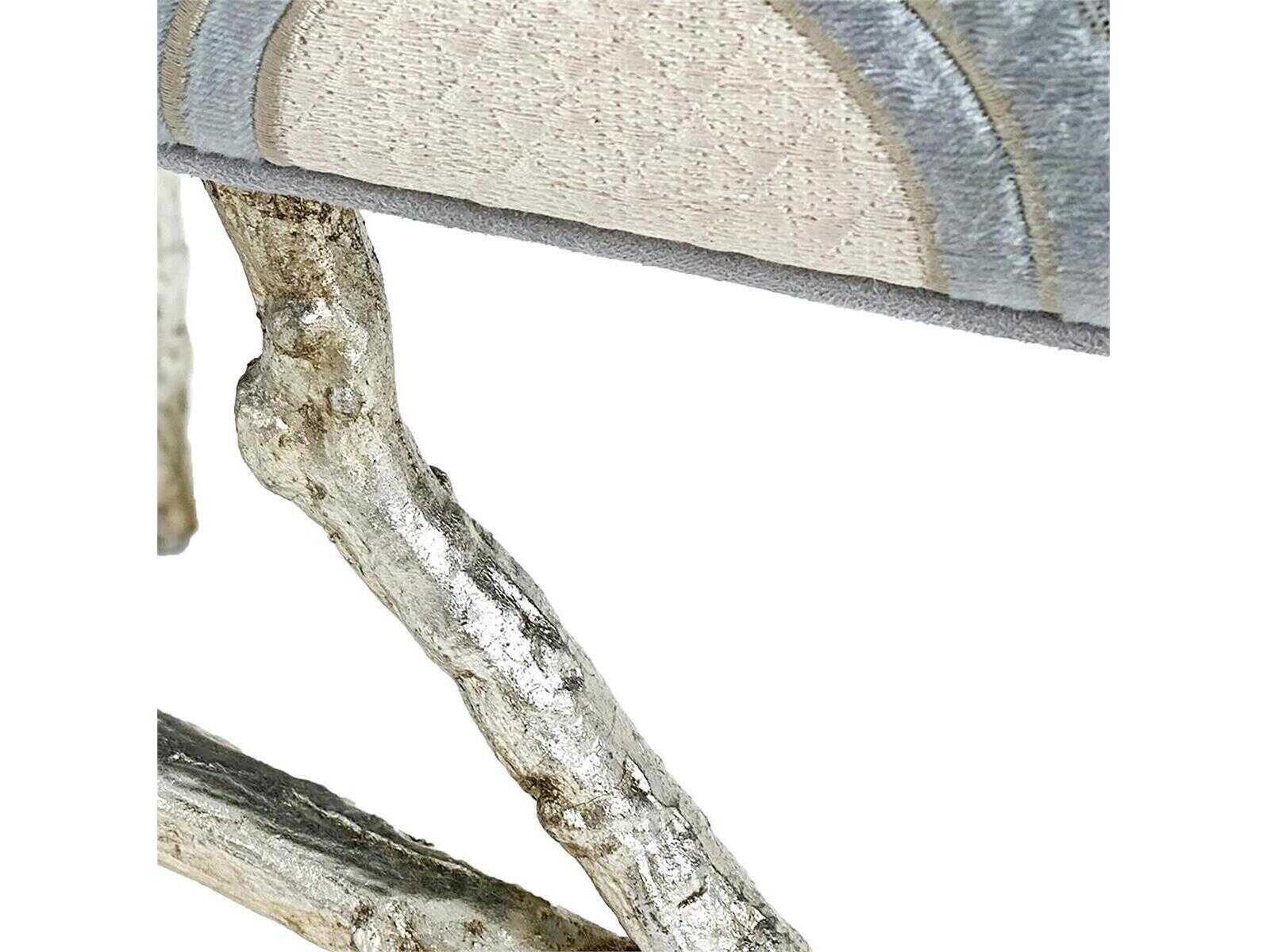 John Richard Branch-Style Transitional Silver Upholstered Ottoman