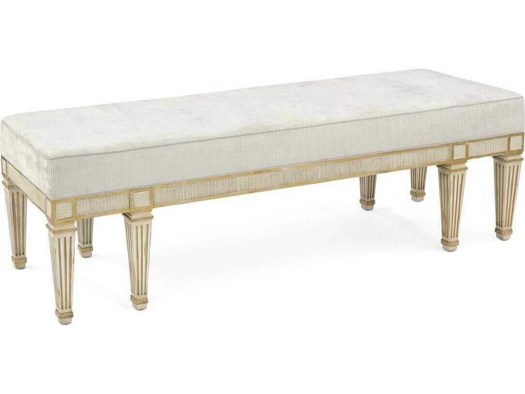 John Richard Mark McDowell Vallejo Antique Beluga Gold Upholstered Accent Bench