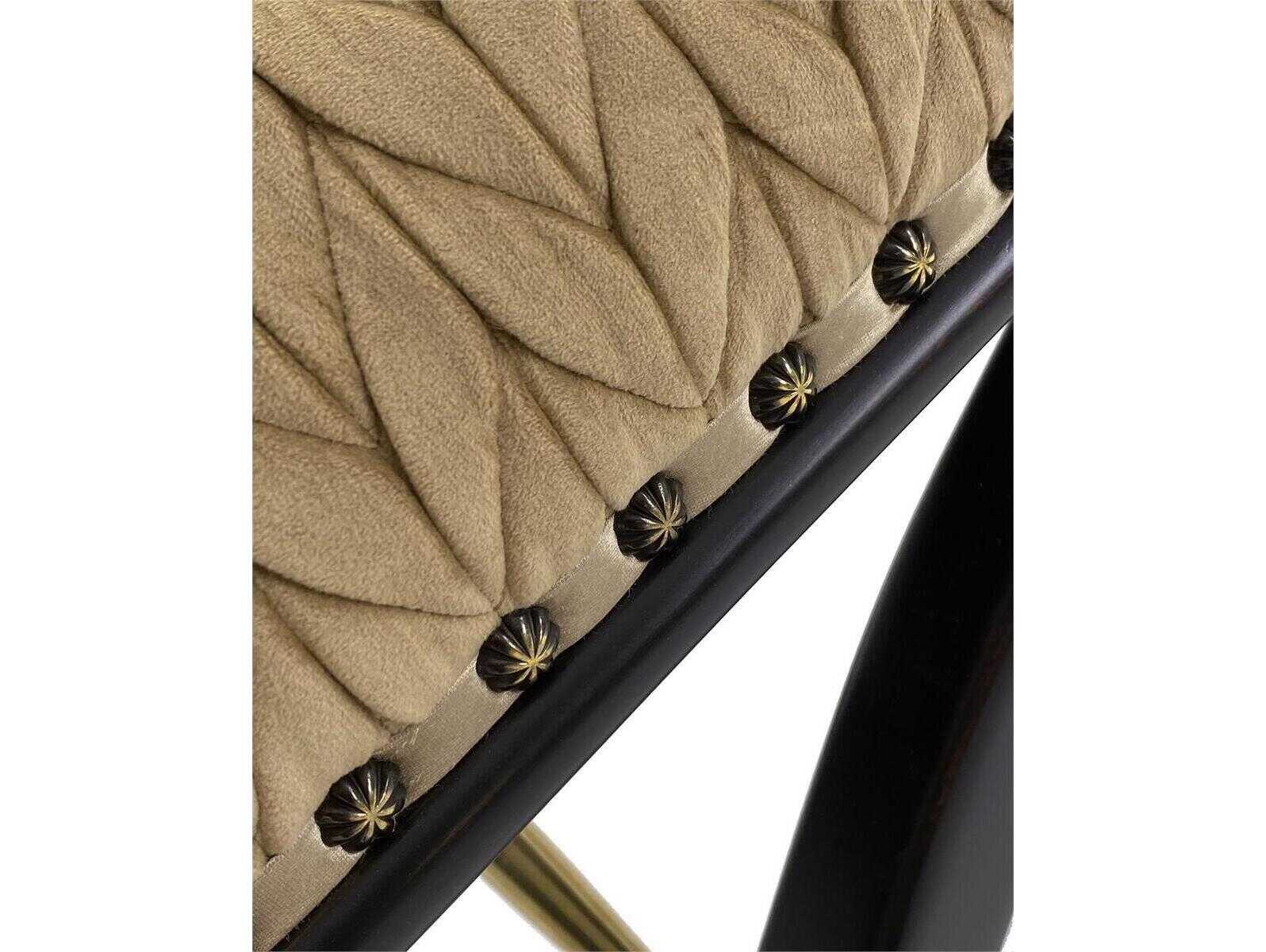 John Richard Christine Rendino Josephine Contemporary Black Gold Upholstered Accent Stool