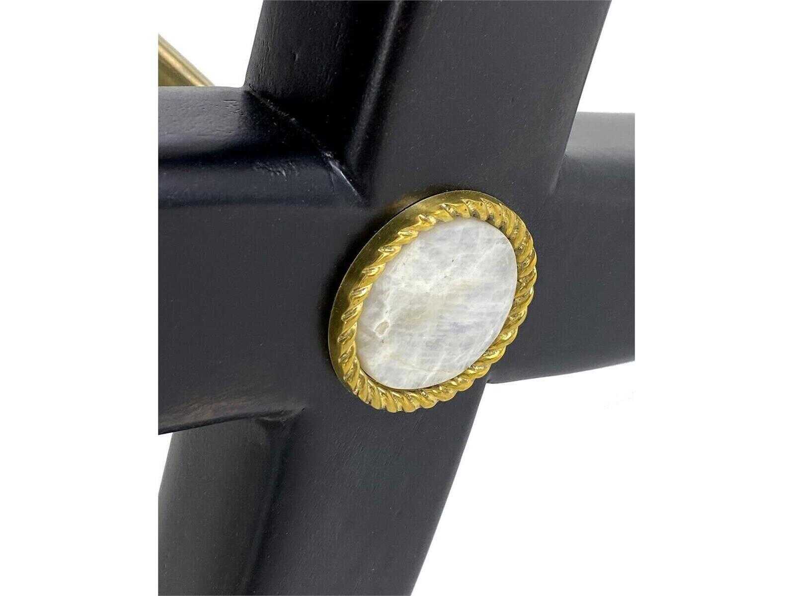 John Richard Christine Rendino Josephine Contemporary Black Gold Upholstered Accent Stool