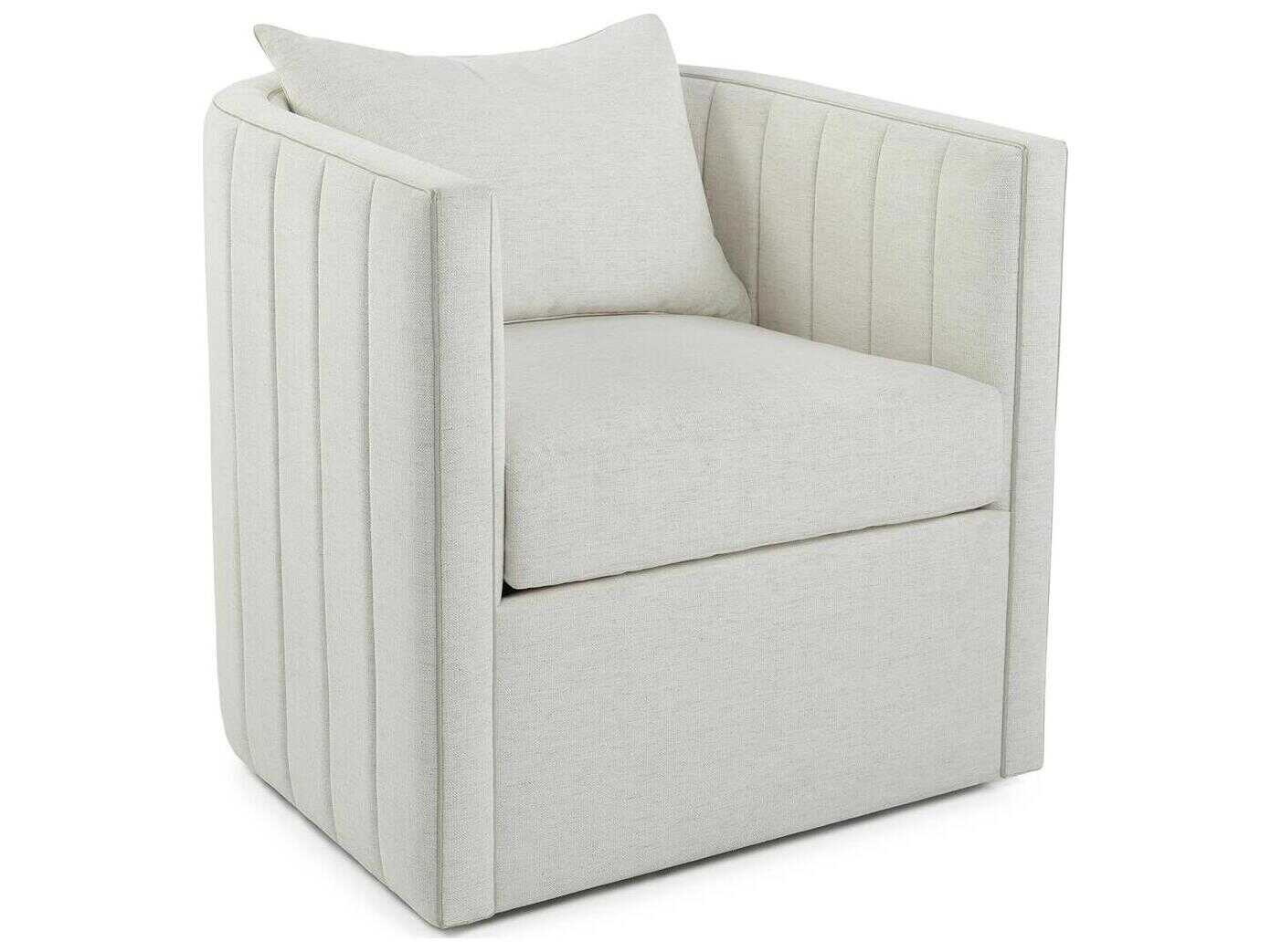 John Richard Giacosa Swivel White Fabric Accent Chair