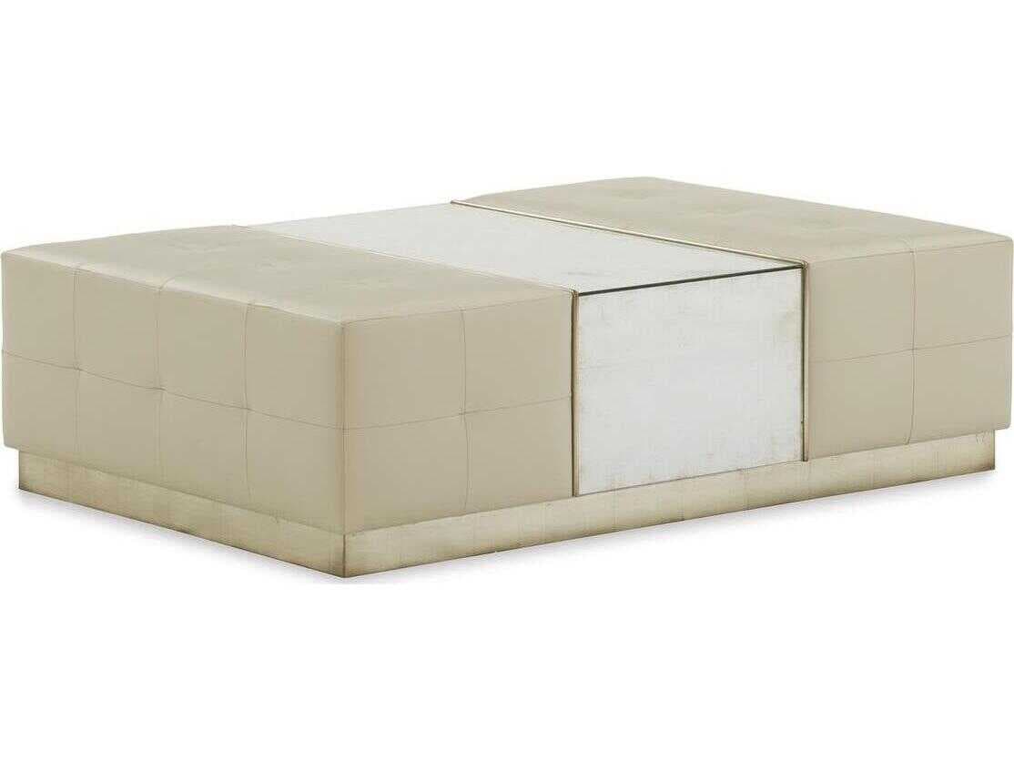 John Richard Park City Silver Beige Upholstered Ottoman