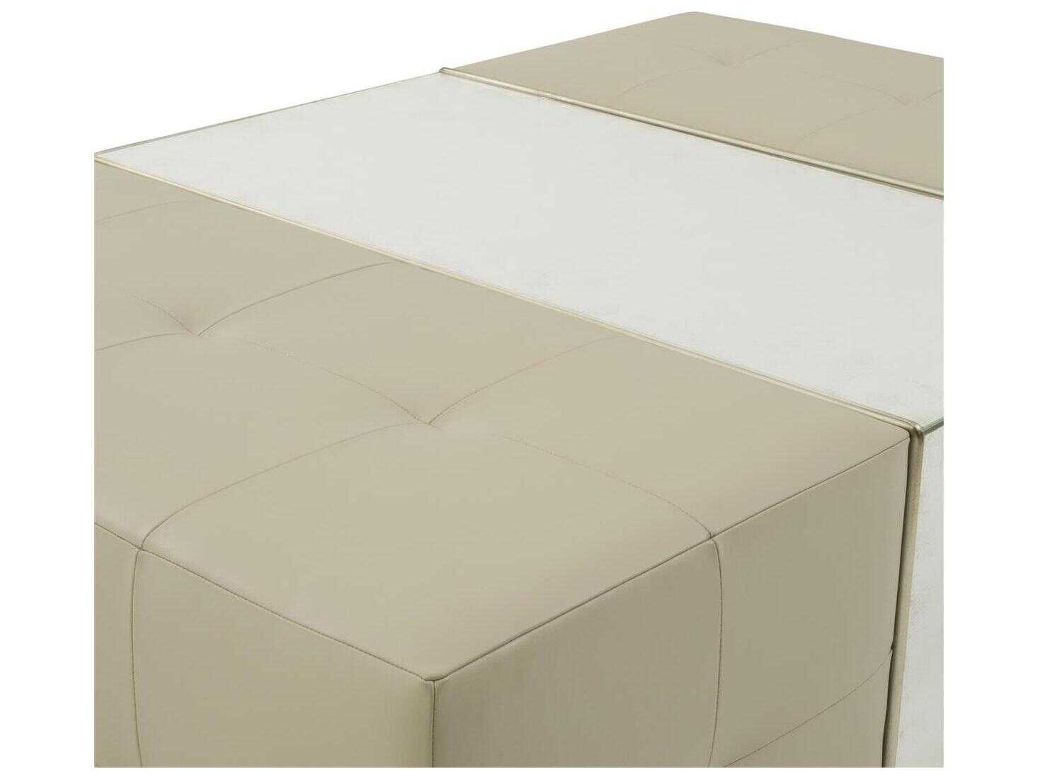 John Richard Park City Silver Beige Upholstered Ottoman