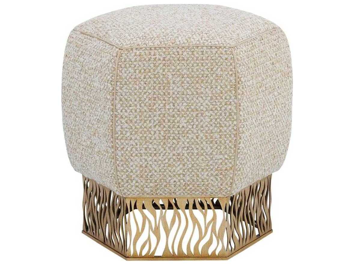 John Richard Honeycomb Cream Upholstered Ottoman