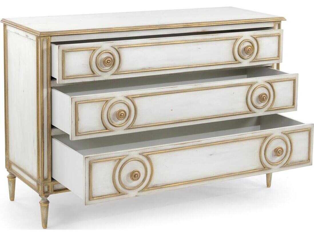 John Richard Mark McDowell Latour Distressed Cream Gold White Accent Chest