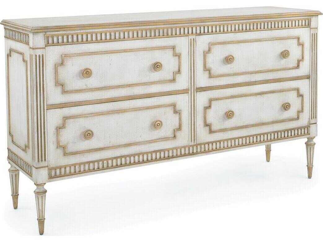 John Richard Mark McDowell Corsini 4-Drawers White Beech Wood Double Dresser