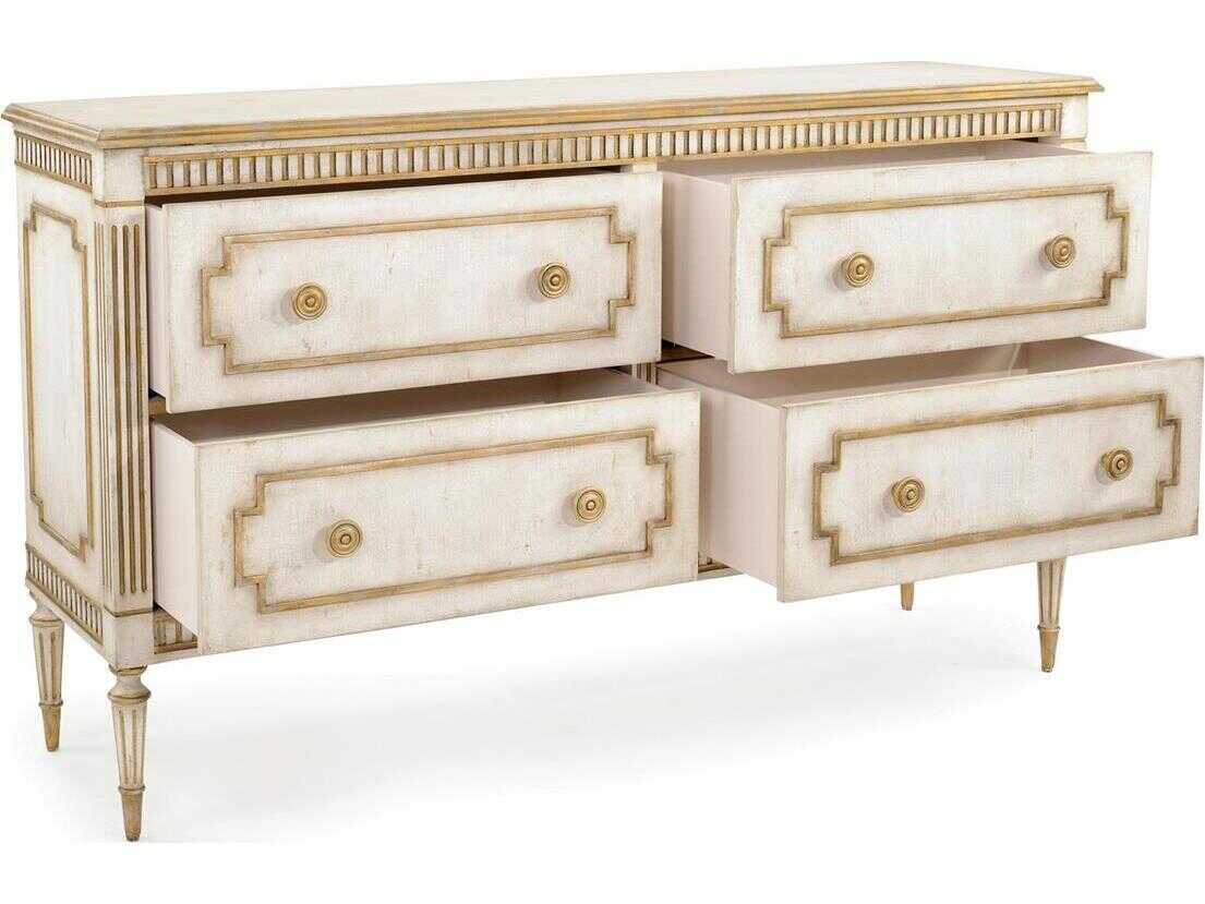 John Richard Mark McDowell Corsini 4-Drawers White Beech Wood Double Dresser