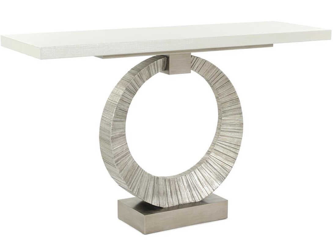 John Richard Mark McDowell Leili Rectangular Fabric Antique Pewter Console Table