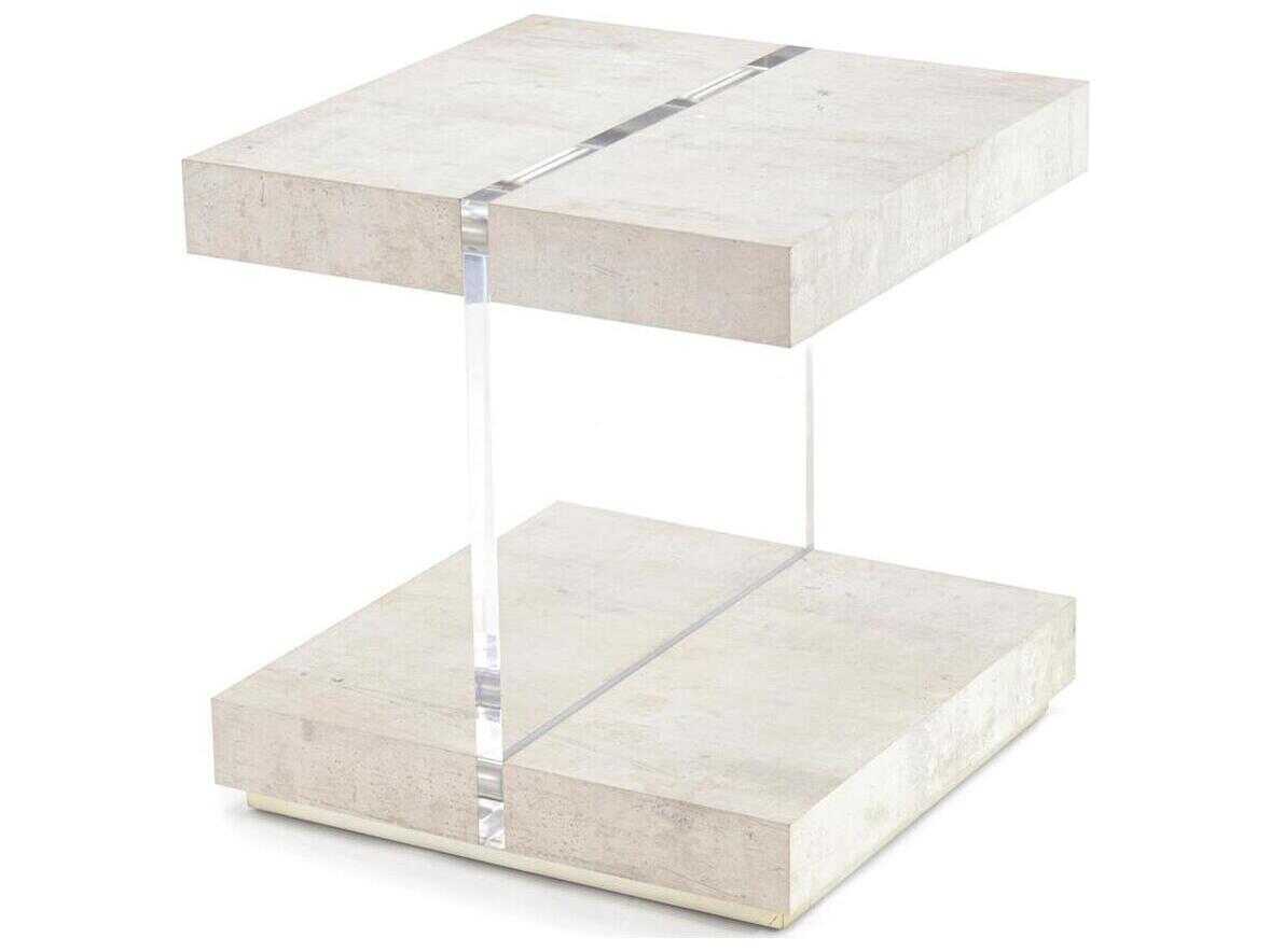 John Richard Loftus Square Wood Tiza Gesso End Table