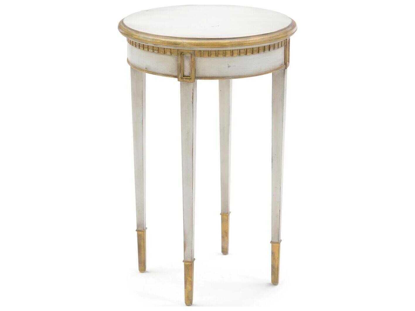 John Richard Mark McDowell Chambolle Round Wood Carlotta Gold End Table