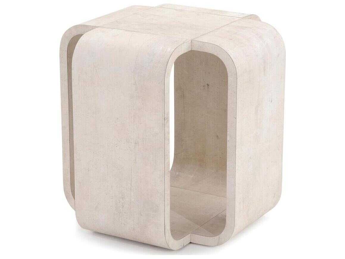 John Richard Mark McDowell Chalonne Square Wood Tiza Gesso End Table