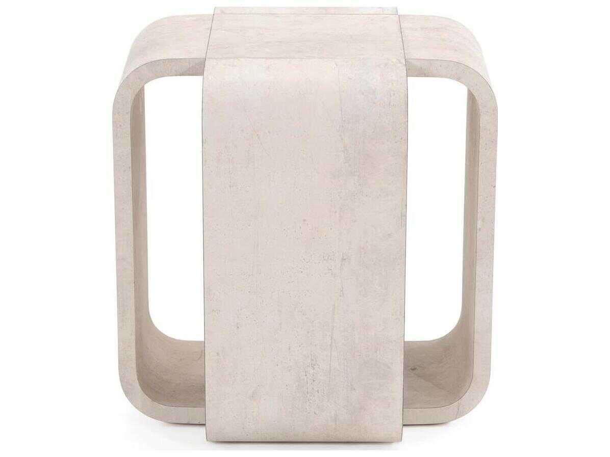 John Richard Mark McDowell Chalonne Square Wood Tiza Gesso End Table