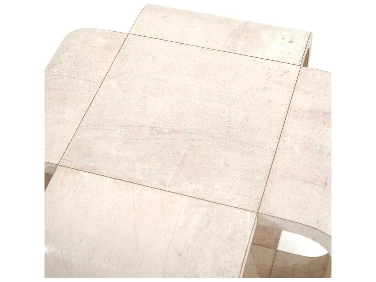 John Richard Mark McDowell Chalonne Square Wood Tiza Gesso End Table