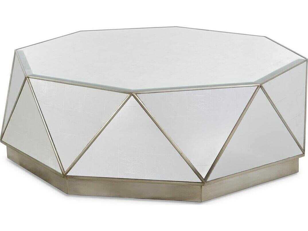 John Richard Christine Rendino Radiant Hexagon Glass Burnished Silver Leaf Coffee Table