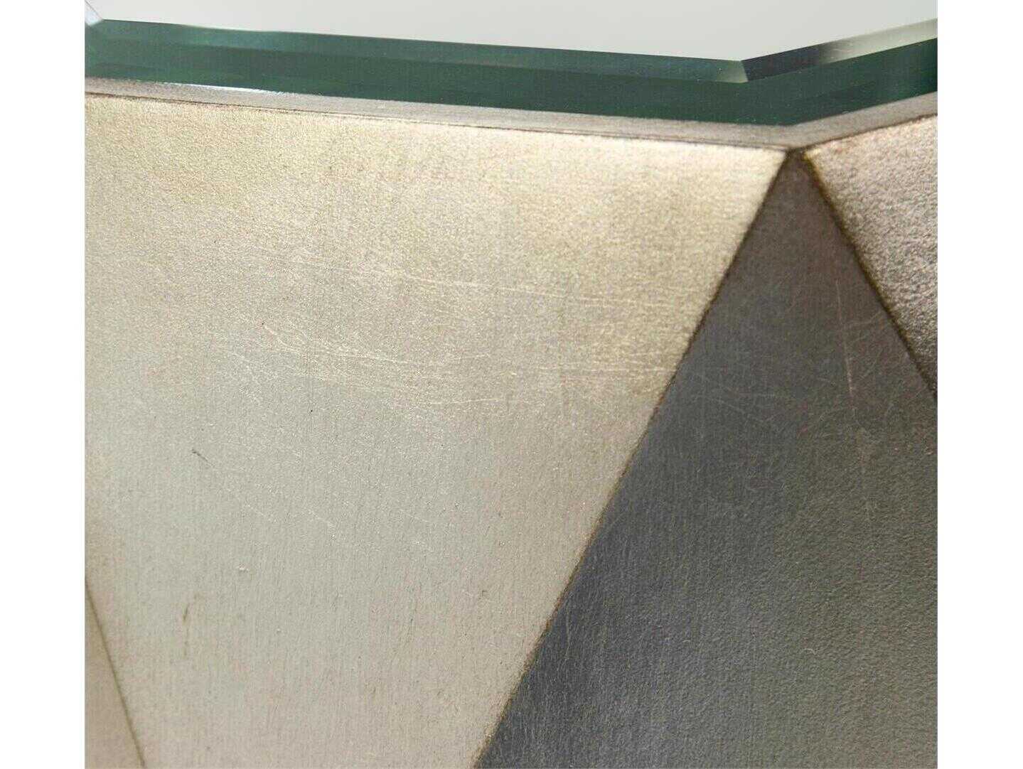 John Richard Christine Rendino Radiant Octagon Mirror Burnished Silver Leaf End Table