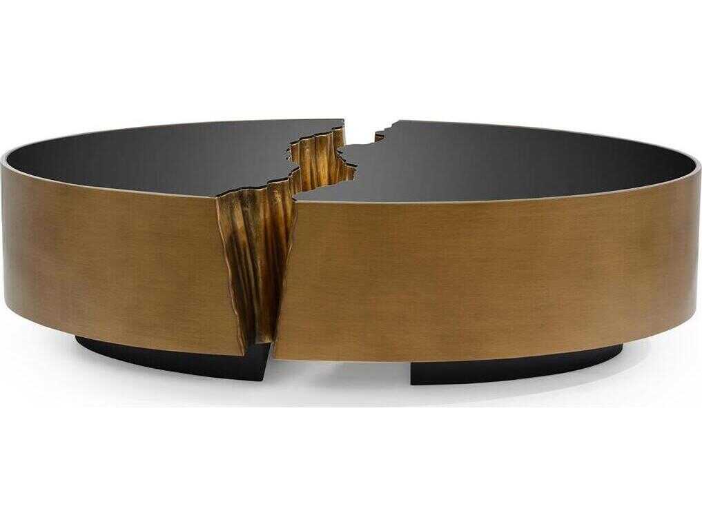 John Richard Fessura Oval Glass Gold Coffee Table