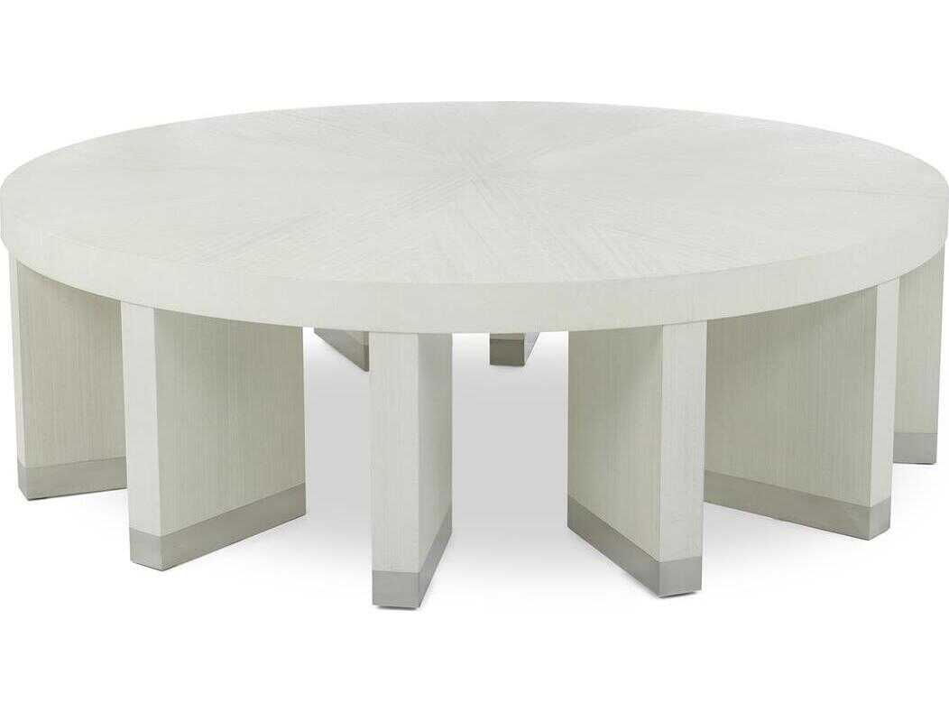 John Richard Revolve Round Wood Terra White Coffee Table