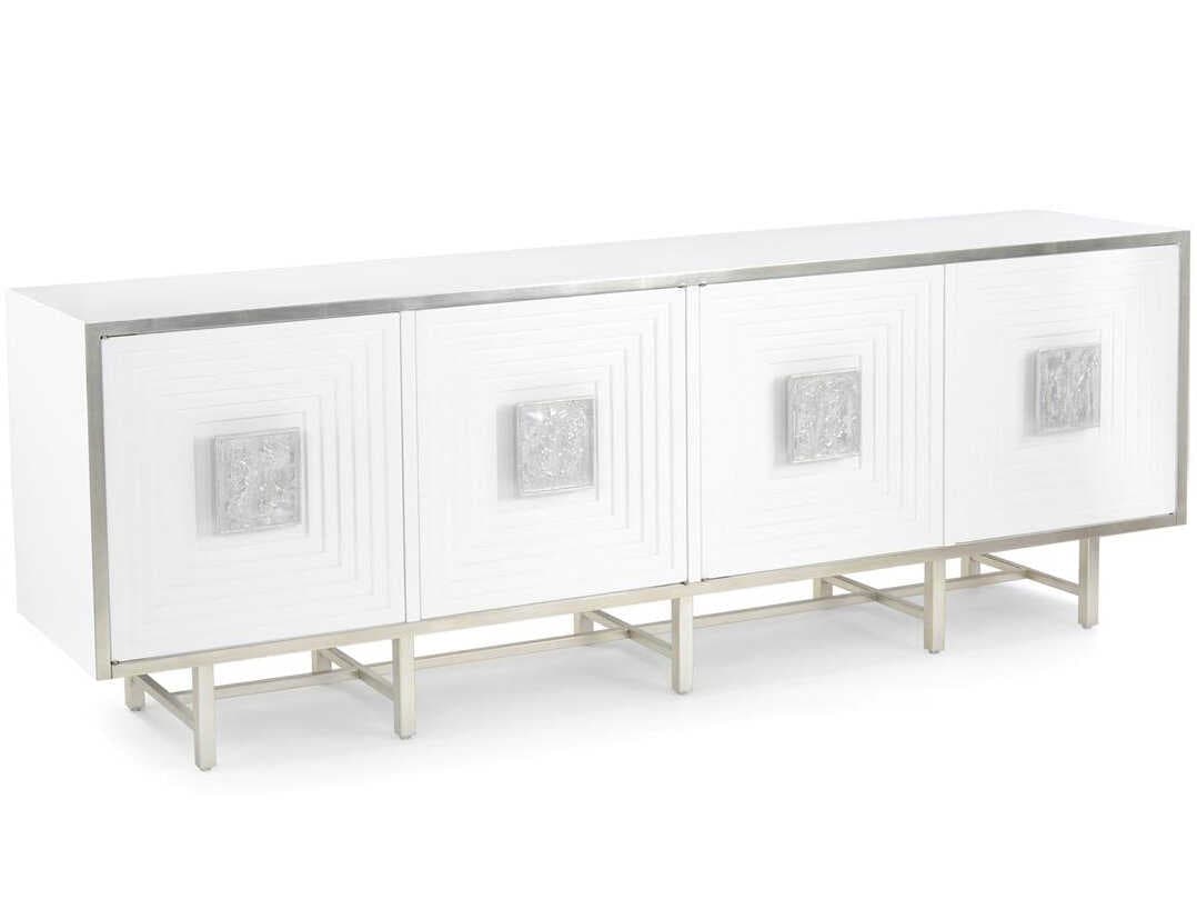 John Richard Mark McDowell Tesino 91" Beech Wood Beluga Pewter Silver Sideboard