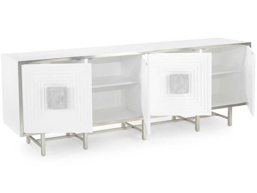 John Richard Mark McDowell Tesino 91" Beech Wood Beluga Pewter Silver Sideboard