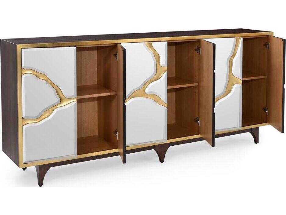 John Richard Mark McDowell Ravine 96" Oak Wood Driftwood White Credenza Sideboard