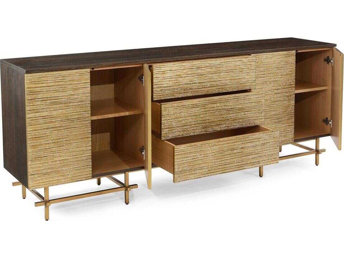 John Richard Mark McDowell Naro 84" Beech Wood Smoked Antique Gold Sideboard