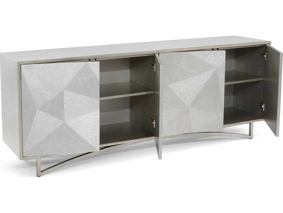 John Richard Mark McDowell Vertex 82" Beech Wood Silver Whitewash Sideboard