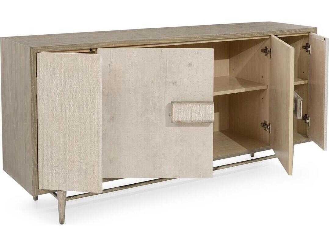 John Richard Mark McDowell Quercus 72" Oak Wood Driftwood Silver White Sideboard