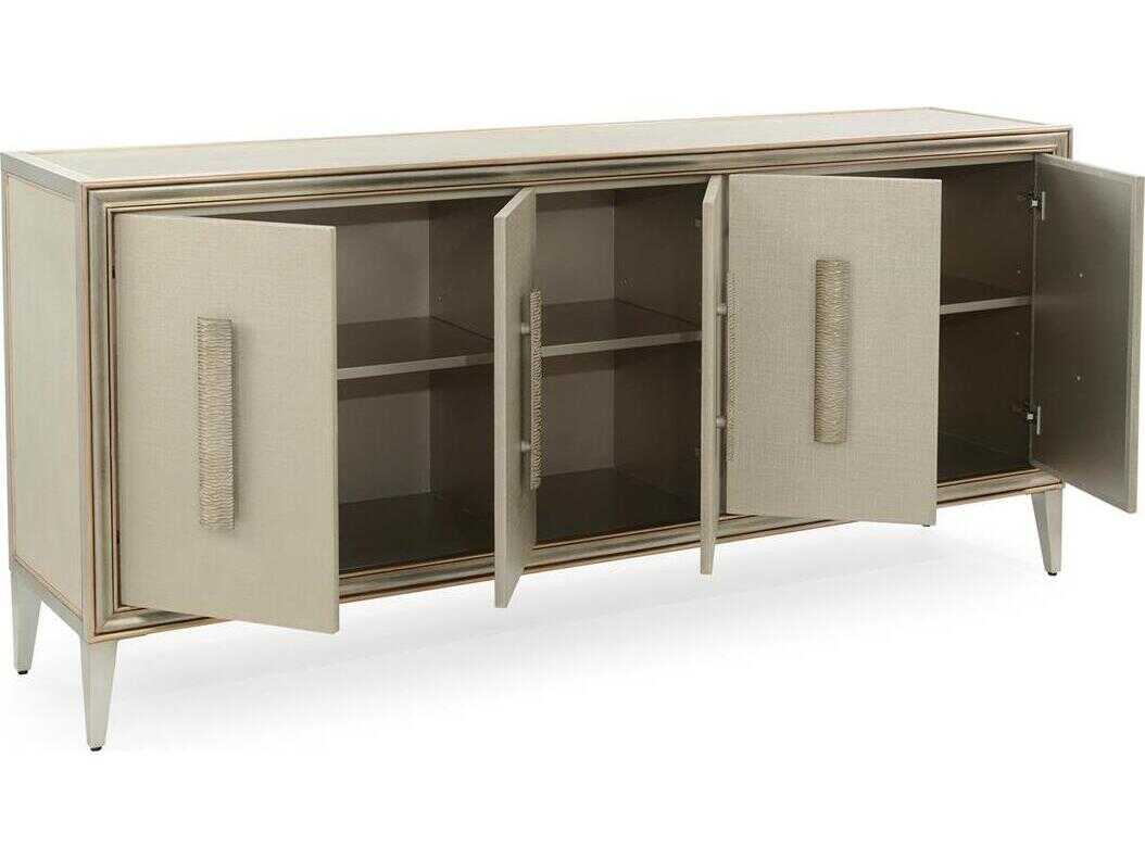 John Richard Mark McDowell Cefalu 82" Beech Wood Burnished Pewter Credenza Sideboard