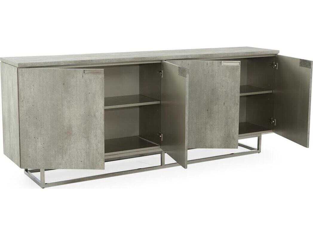 John Richard Mark McDowell Silvio Piazza 94" Washed Gray Credenza Sideboard