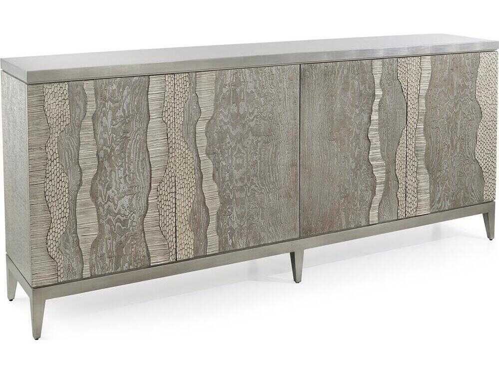 John Richard Mark McDowell River's Edge 95" Beech Wood Silver Credenza Sideboard