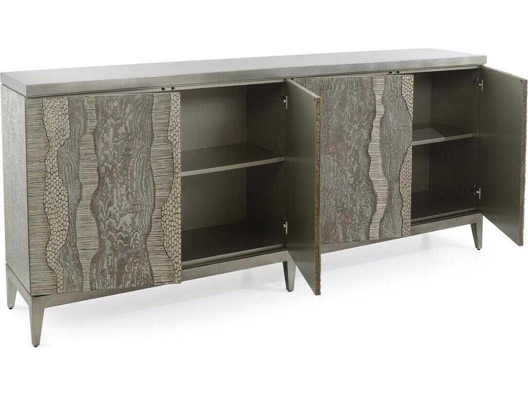John Richard Mark McDowell River's Edge 95" Beech Wood Silver Credenza Sideboard