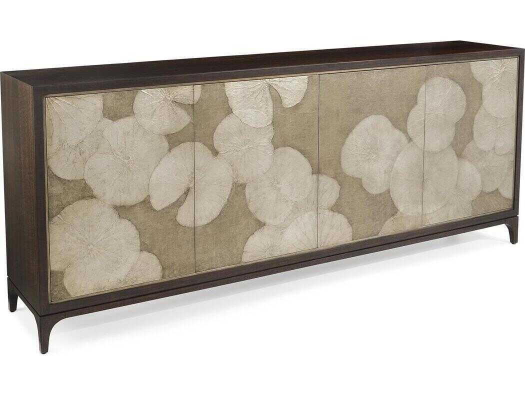 John Richard Mark McDowell Itadori 94" Beech Wood Brown Silver Leaf Credenza Sideboard