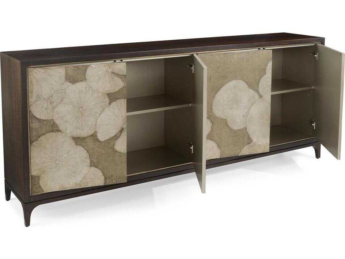 John Richard Mark McDowell Itadori 94" Beech Wood Brown Silver Leaf Credenza Sideboard