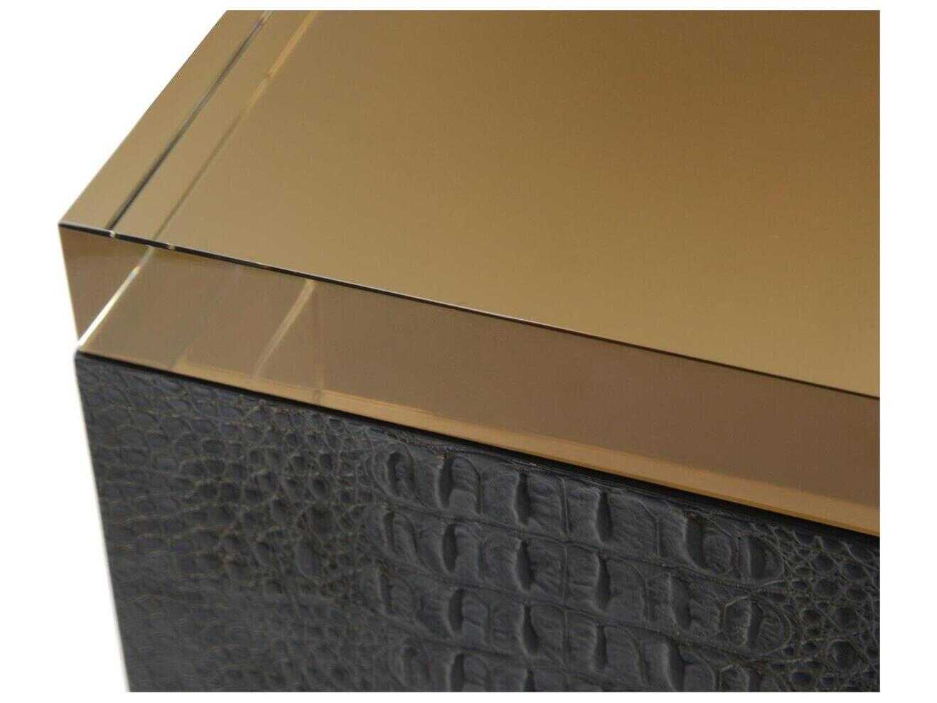 John Richard Greystoke Square Glass Gray Textured End Table