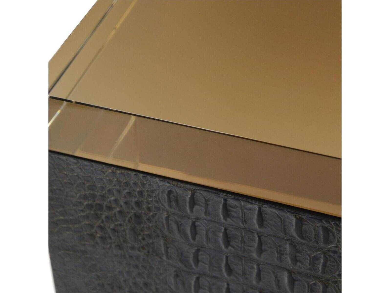 John Richard Greystoke Square Glass Gray Textured End Table