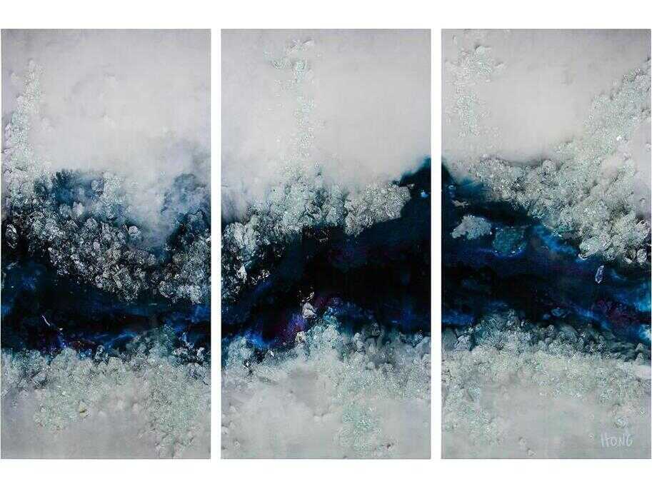 John Richard Mary Hong's Flowing River Triptych Canvas Wall Art Set of 3