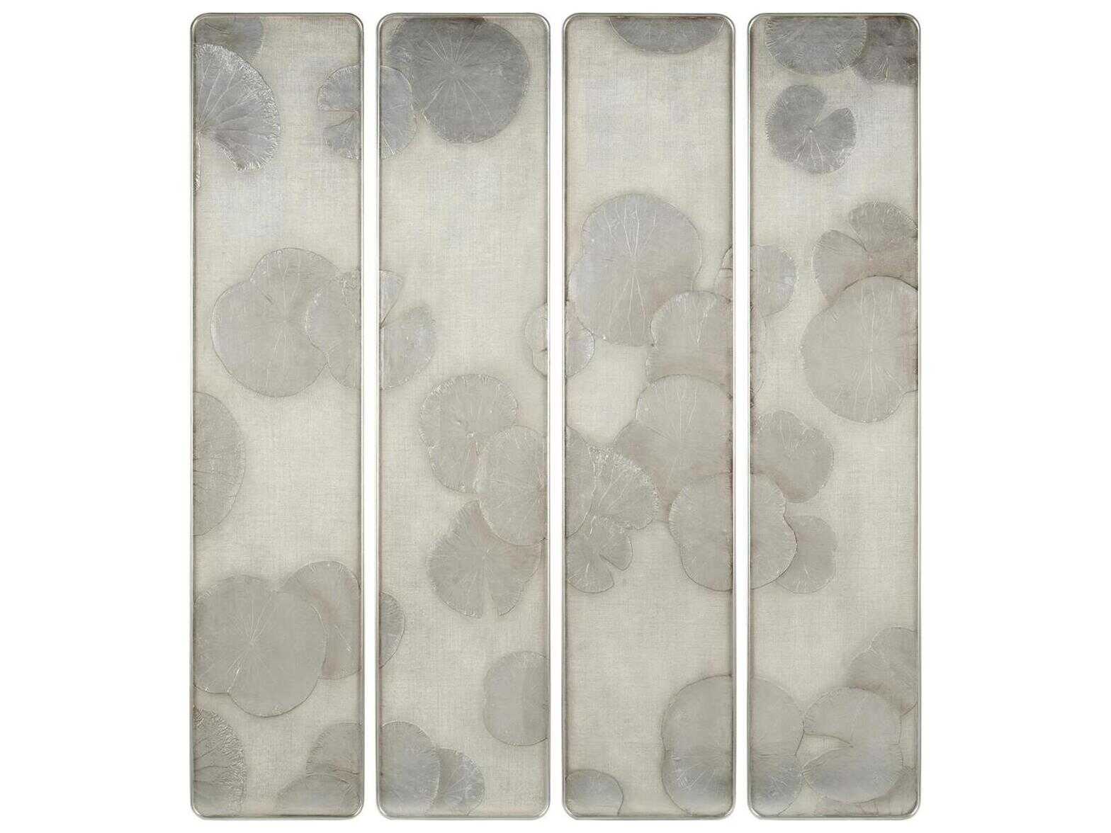 John Richard Mark McDowell's Four-Panel Silver Lotus Wall Art
