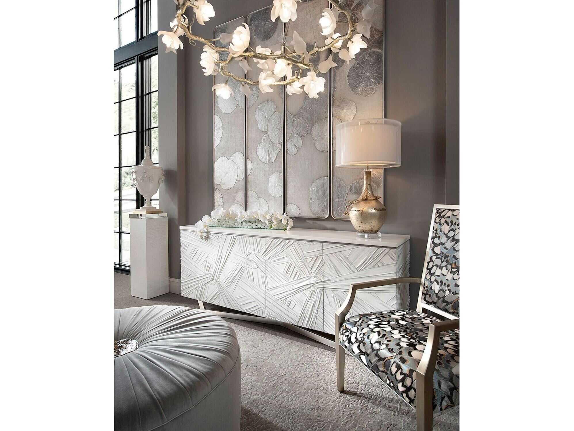 John Richard Mark McDowell's Four-Panel Silver Lotus Wall Art