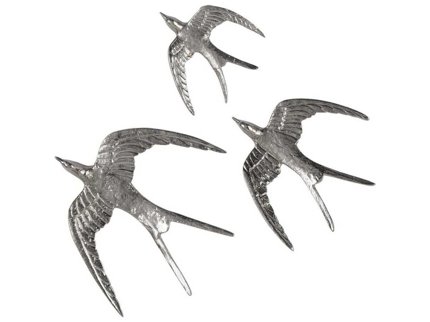 John Richard Mark McDowell's Nickel Birds in Flight Wall Art Set of 3