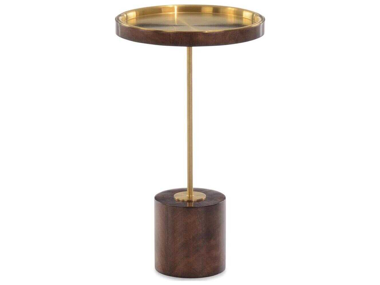 John Richard Mark McDowell Nimes Round Metal Polished Brass Walnut End Table
