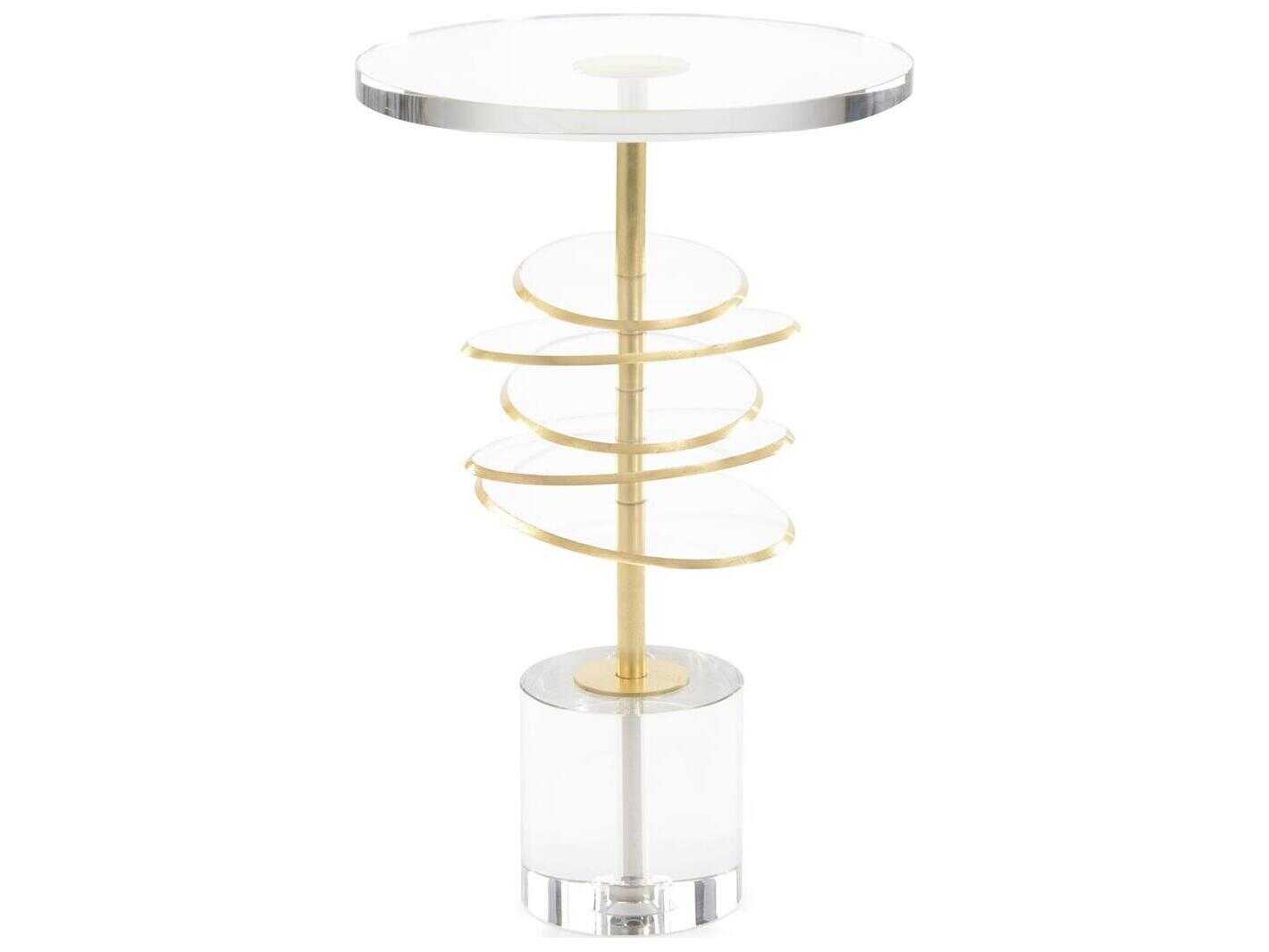 John Richard Mark McDowell Discs Round Clear Gold End Table