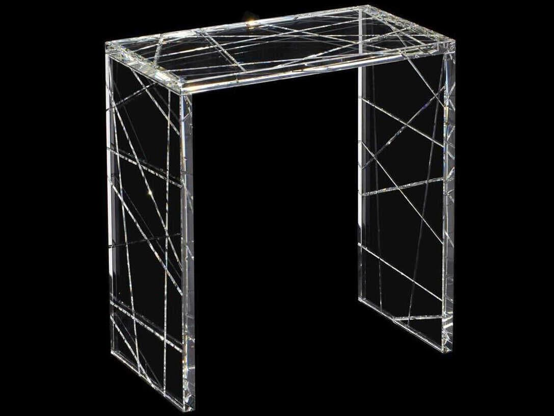 John Richard Mark McDowell Crystal Rectangular Glass Clear End Table