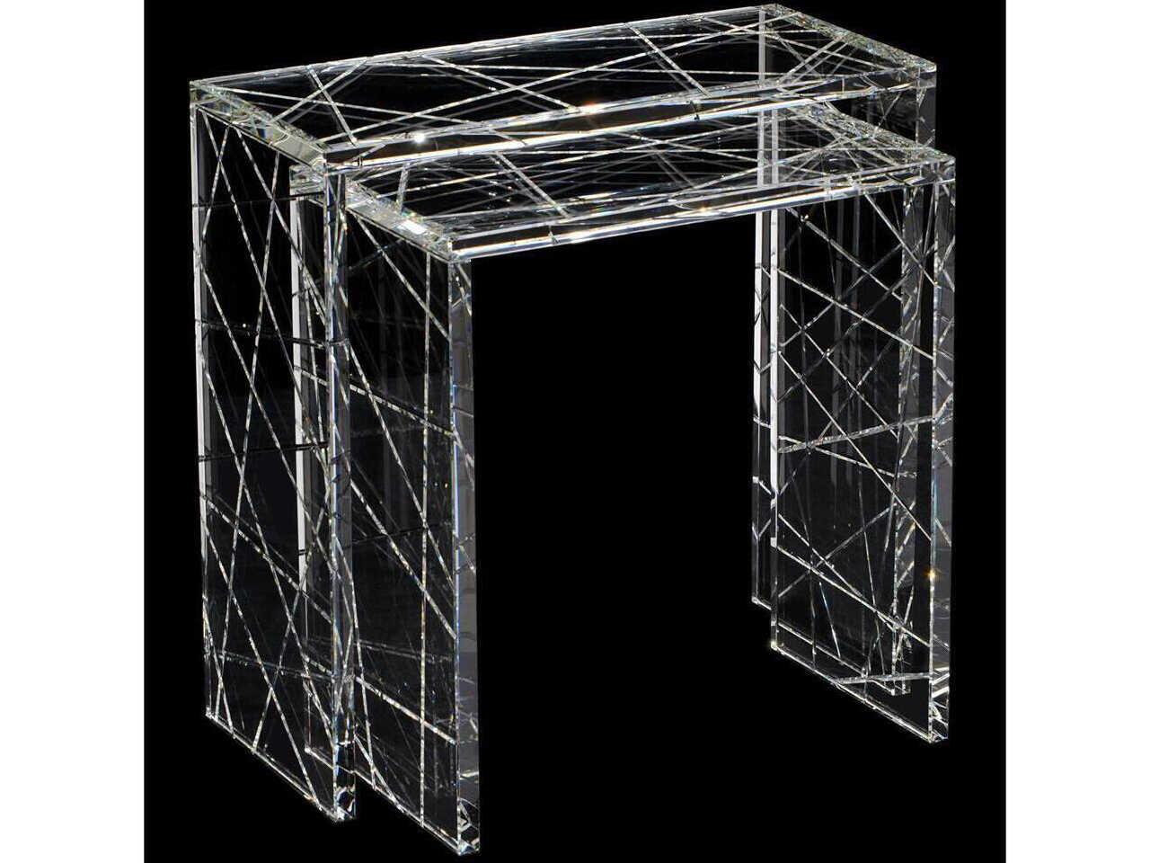 John Richard Mark McDowell Crystal Rectangular Glass Clear End Table