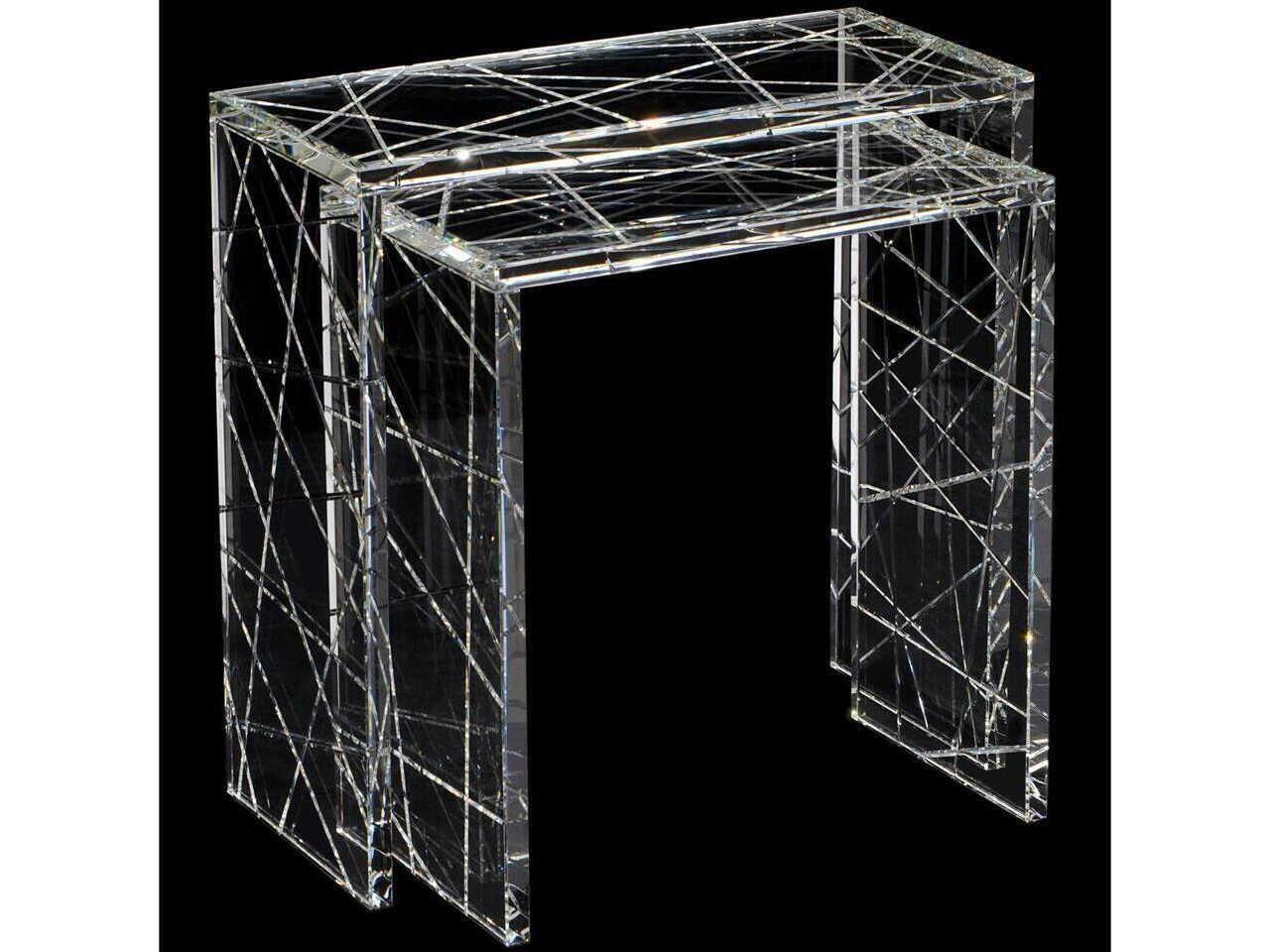 John Richard Mark McDowell Crystal Rectangular Glass Clear End Table