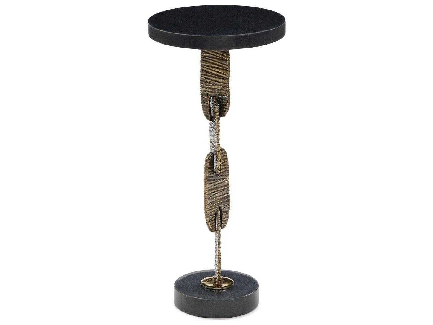 John Richard Mark McDowell Chase Round Marble Black Brass End Table