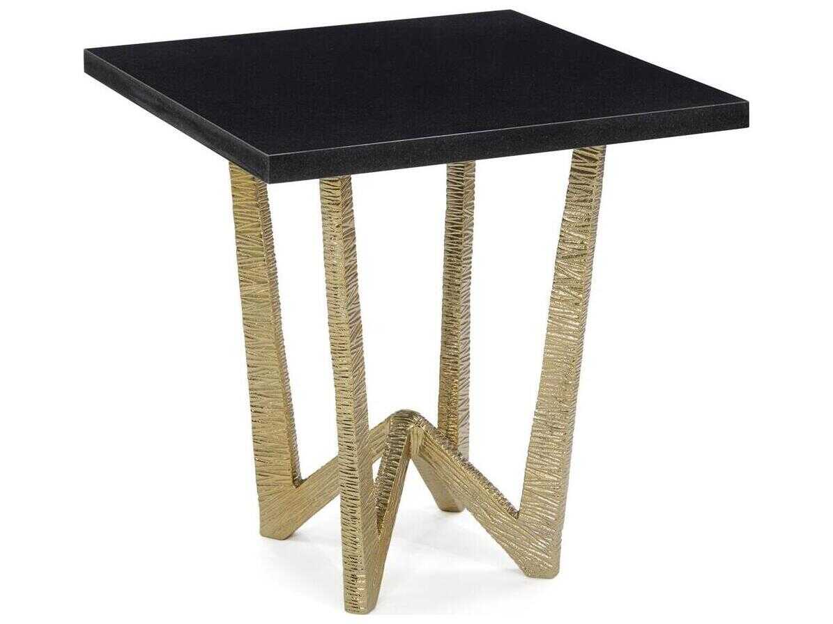 John Richard Mark McDowell Calica Square Marble Gold Leaf Black End Table