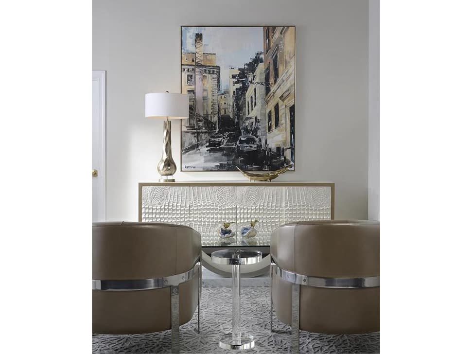 John Richard Brass Bird on Celestite Rock-I Sculpture